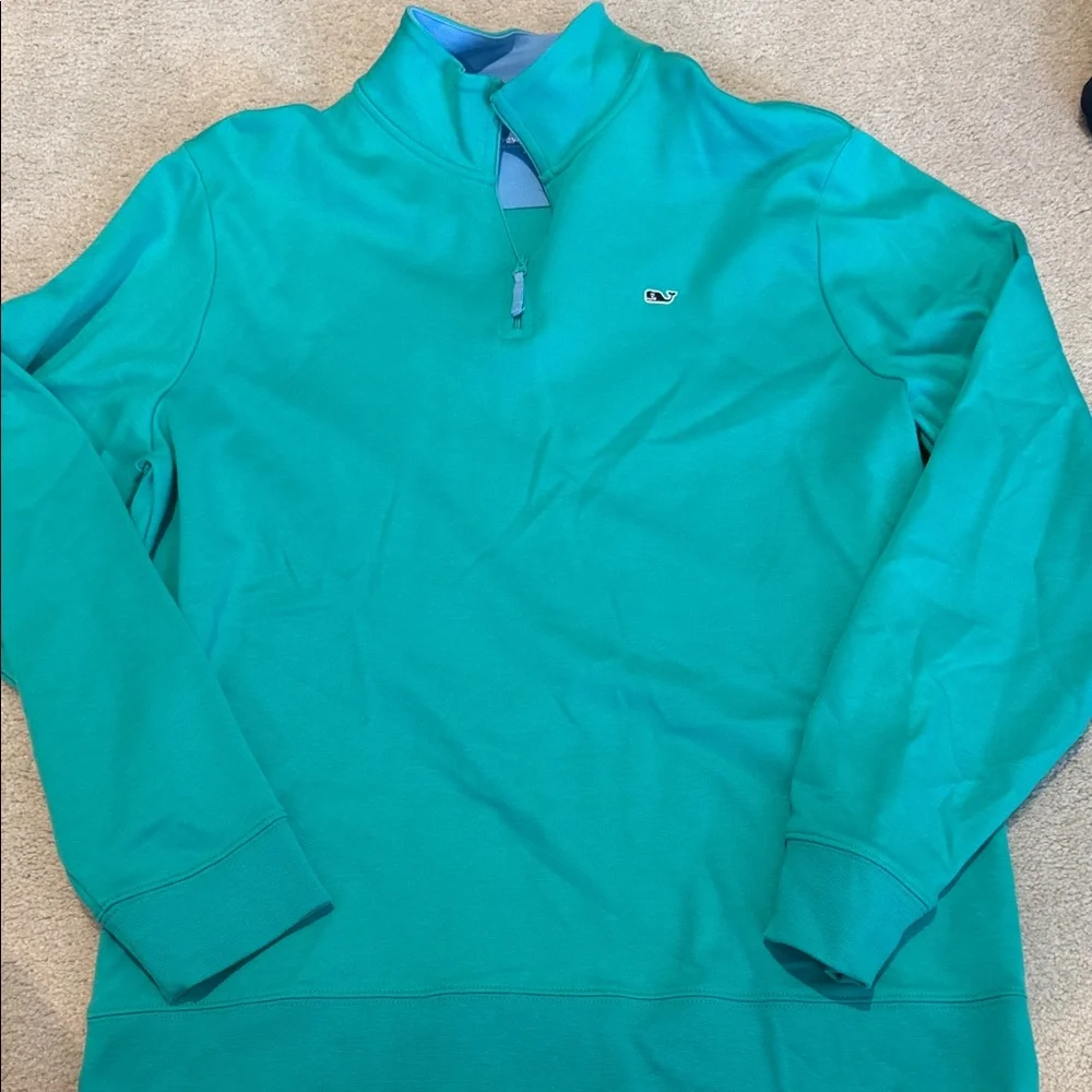 Vineyard Vines Teal Green Quarter-Zip Pullover - Picture 1 of 4